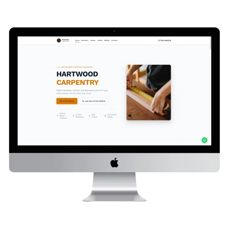 Hartwood Carpentry - carpenter website example for Nottingham