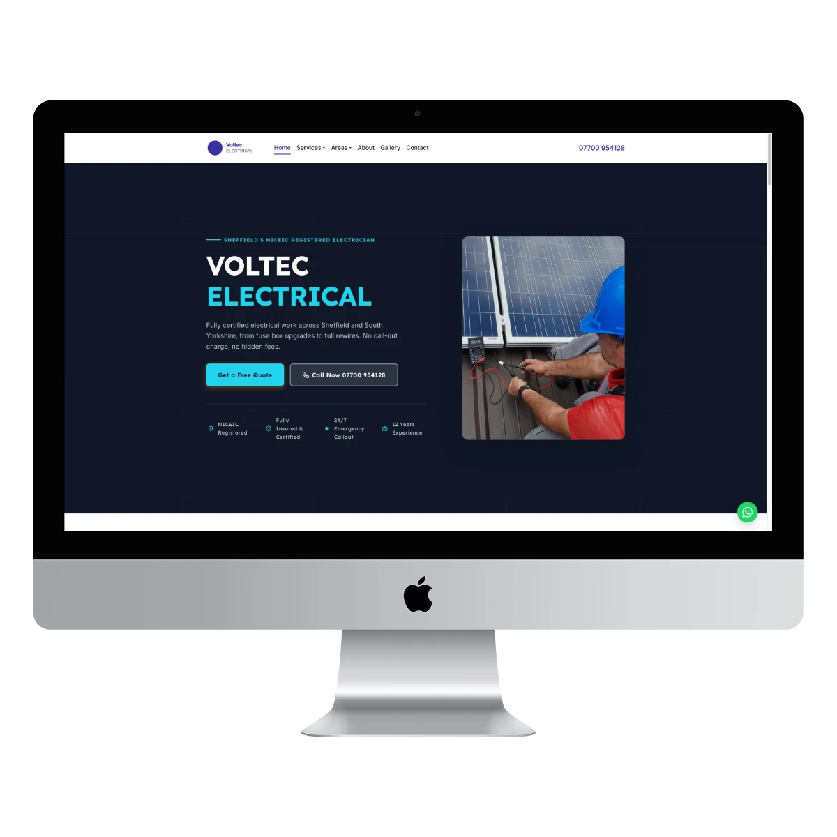 Voltec Electrical - electrician website example for Sheffield