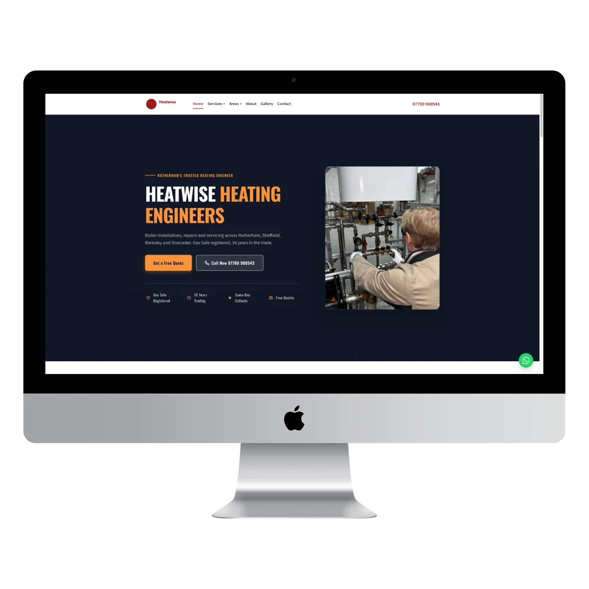 Heatwise - heating engineer website example for Rotherham