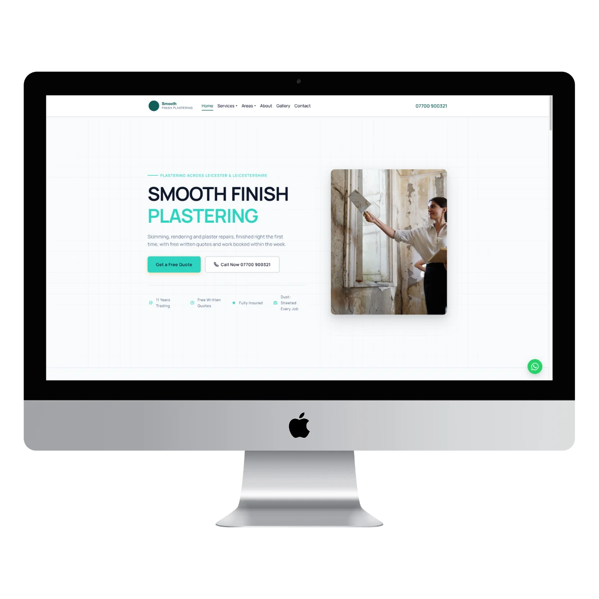Smooth Finish Plastering - plasterer website example for Leicester