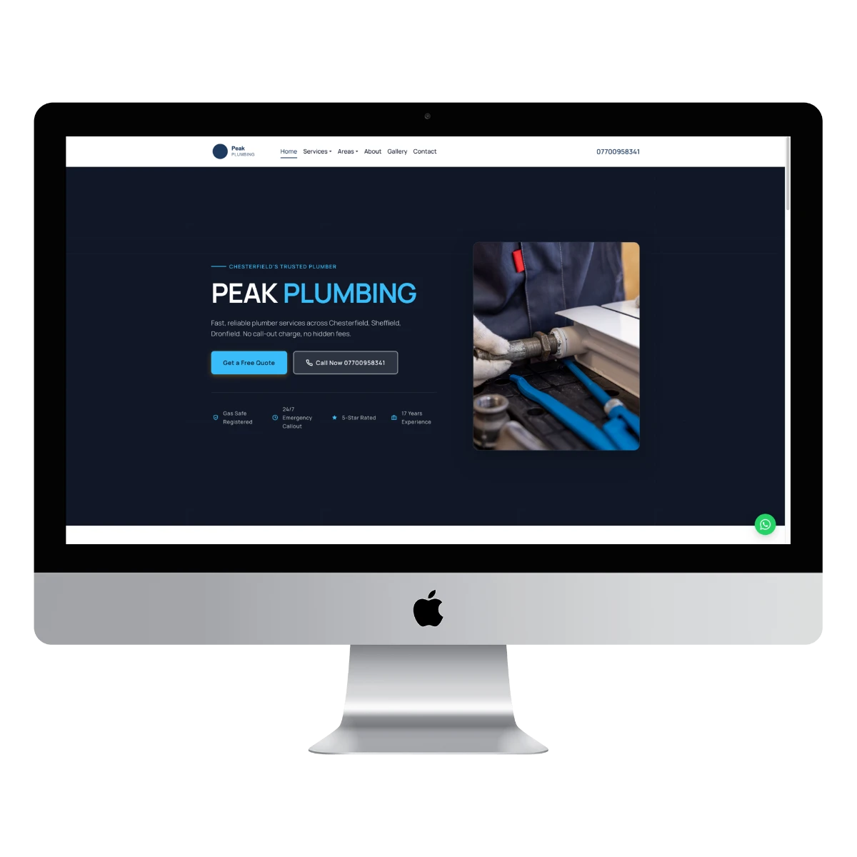 Peak Plumbing - plumber website example for Chesterfield